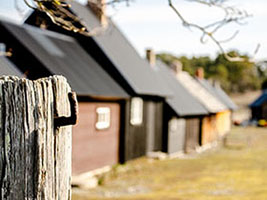 Gammal krok med stugor i bakgrunden, Djupviks Hamn